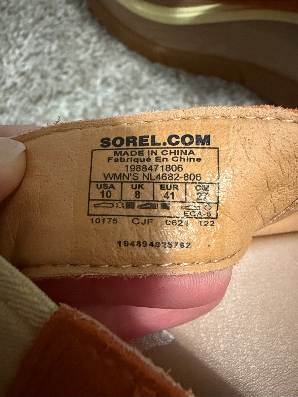Sorel Women's Rust Suede Slingback Sandals with Pale Yellow Trim - Picture 8 of 8